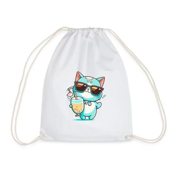 The Casual Cat - Drawstring Bag - white - Front