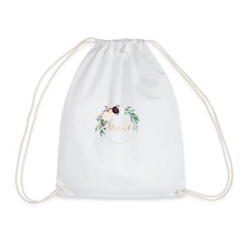 Team Bride! Peach Bordeaux Flowers Wreath - Drawstring Bag - white - Front