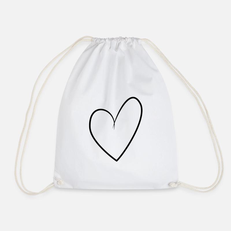 romantic curved heart for valetnin day - Drawstring Bag - white