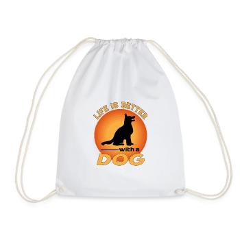 Hund Dog Gassi gehen Life is better - Drawstring Bag - white - Front