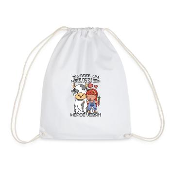 Too cool to be heartless, go vegan - Drawstring Bag - white - Front