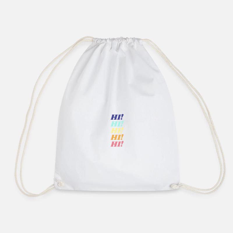 Hi! - Drawstring Bag - white