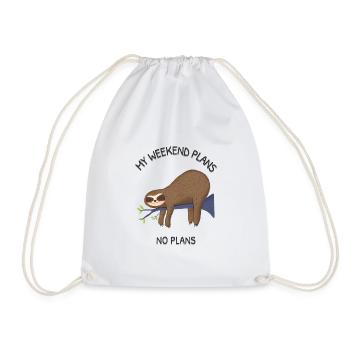 No weekend plans for the sloth - Drawstring Bag - white - Front