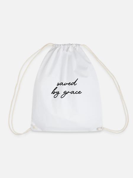 saved by grace - Drawstring Bag - white