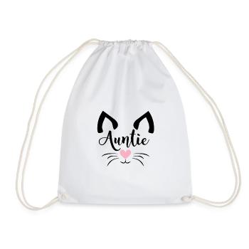 Cute Cat Auntie - Drawstring Bag - white - Front