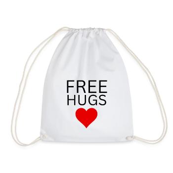Free Hugs Black Print - Drawstring Bag - white - Front