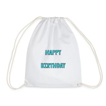 HAPPY BIRTHDAY. HAPPY BIRTHDAY. ANNIVERSARY. - Drawstring Bag - white - Front