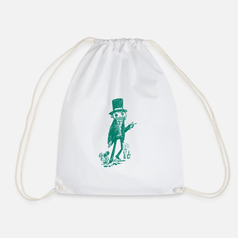 Man Cylinder Green - Drawstring Bag - white