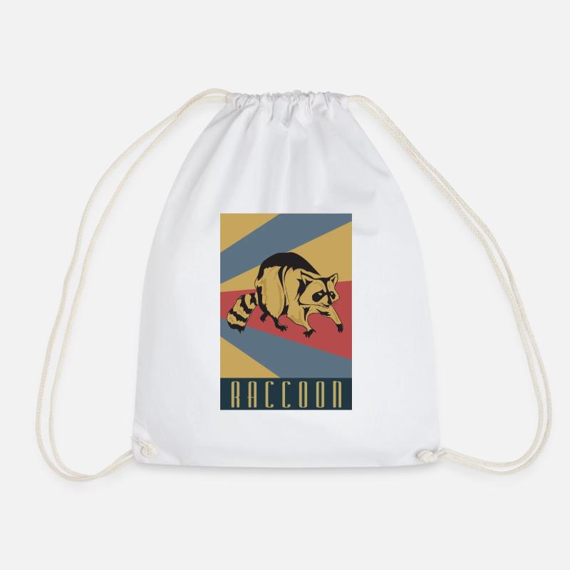 Waschbär Raccoon Retro - Turnbeutel - Weiß