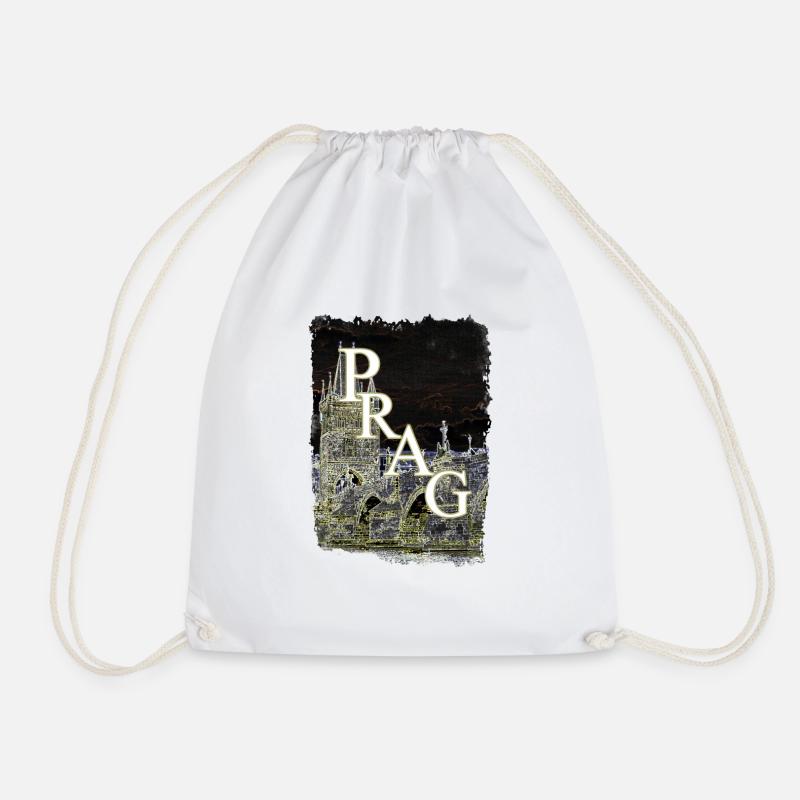 Prague Praha Charles Bridge Czech Republic sight - Drawstring Bag - white