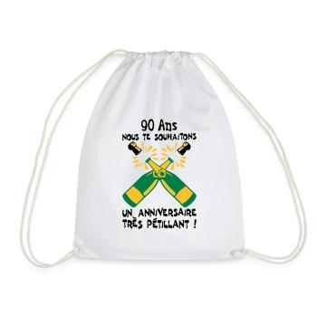 90 ans bouteille petillant anniversaire - Sac de sport léger - blanc - Devant