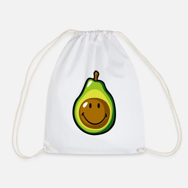 Smiley Avocado Pear - Drawstring Bag - white