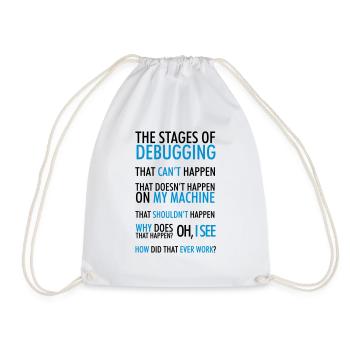 Stages of Debugging - Drawstring Bag - white - Front