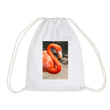 Flamingo (in German Flamingo) Phoenicopteridae - Drawstring Bag - white - Front
