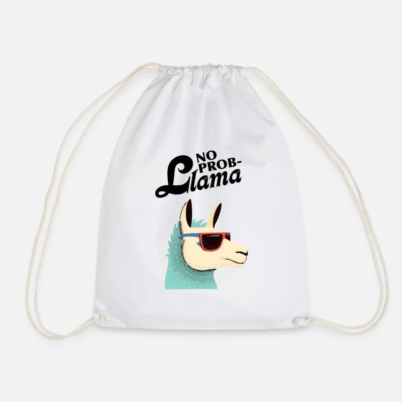 No Prob Llama - Pop Art Lama Alpaca - Drawstring Bag - white