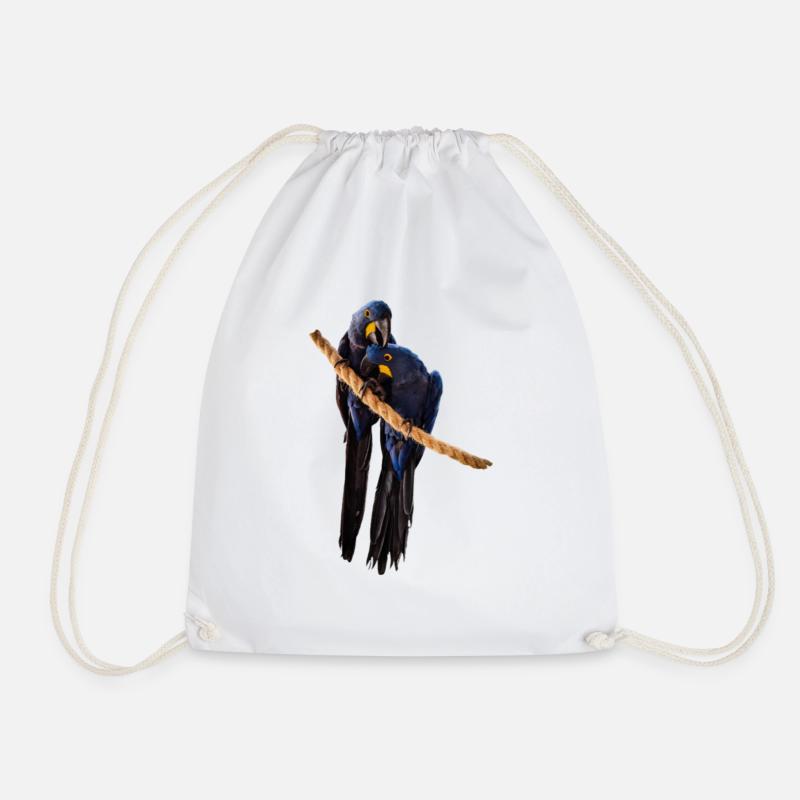 Hyacinth Macaw Pair - Drawstring Bag - white