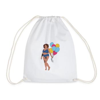 Woman with balloons - Drawstring Bag - white - Front