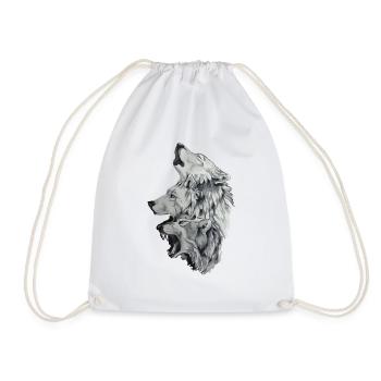 Three wolves - Drawstring Bag - white - Front