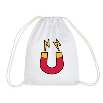 Lightning magnet logo funny - Drawstring Bag - white - Front