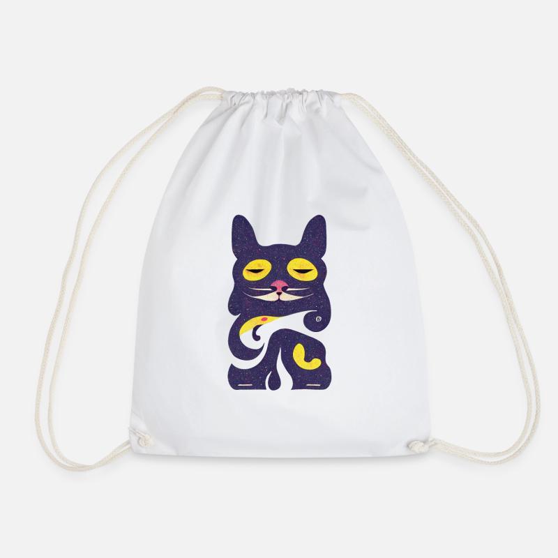 Perched Cat 004 - Drawstring Bag - white