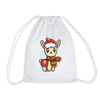 Bébé Alpaga Père Noël Cadeau de Noël - Sac de sport léger - blanc - Devant