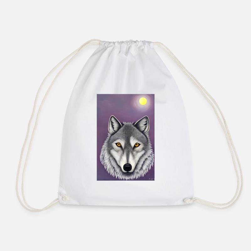 Wolf unter Mond - Turnbeutel - Weiß