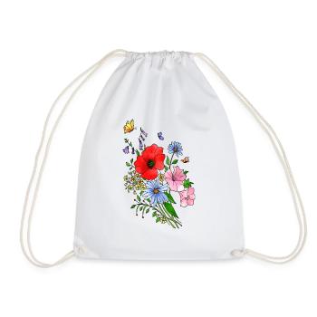 Flowers - Drawstring Bag - white - Front