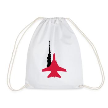fighter jet missile launch - Drawstring Bag - white - Front