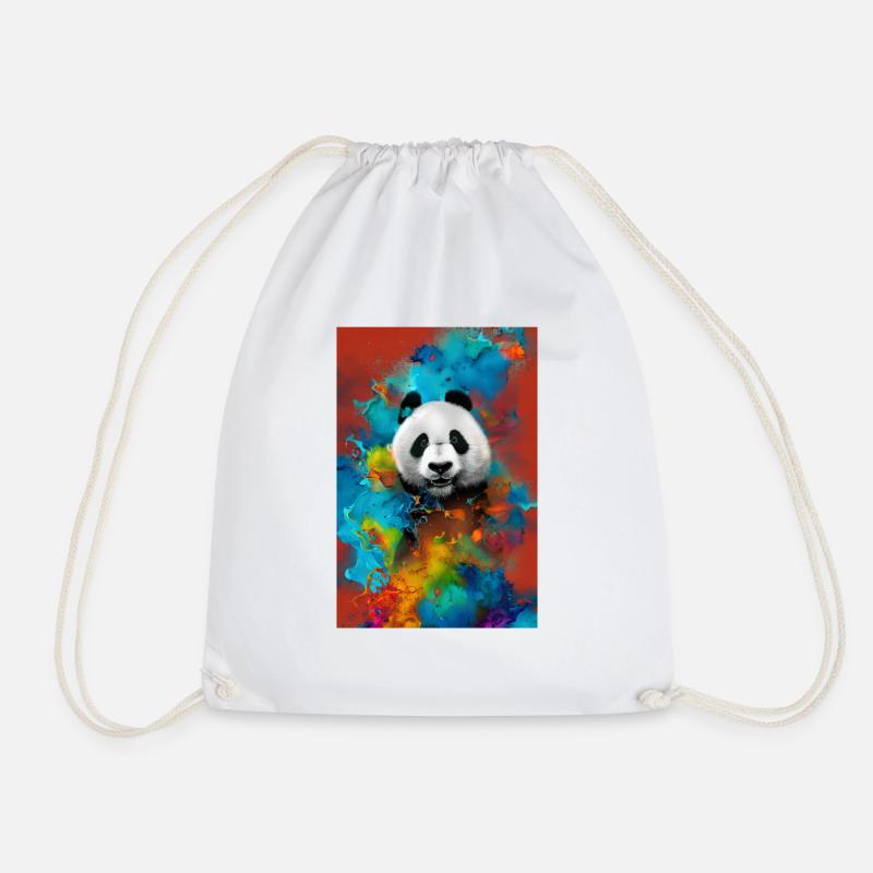 T-Shirt Design eines Pandas - Turnbeutel - Weiß