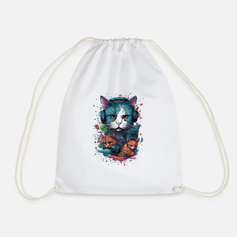 Katze mit Kopfhörer Gamer moderne Kunst Pop Art - Turnbeutel - Weiß