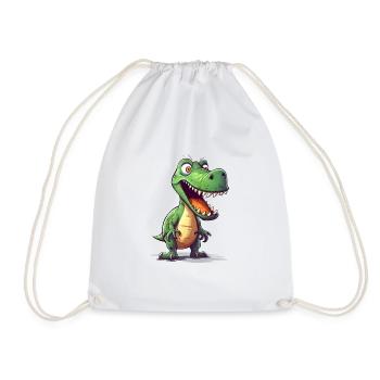 Cartoon of a Tyranosaurus. AI generated - Drawstring Bag - white - Front