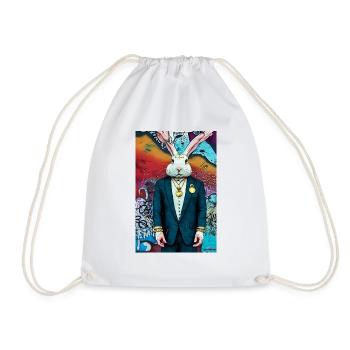 Lapin en costume | moderne, style urbain, coloré - Sac de sport léger - blanc - Devant
