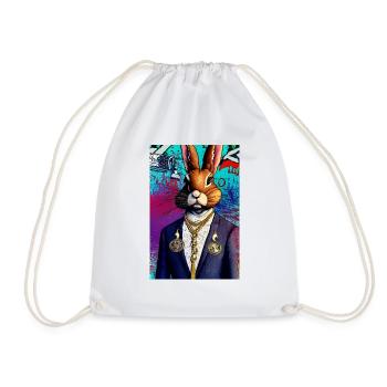 Lapin d’affaires, style urbain moderne | Pop art - Sac de sport léger - blanc - Devant