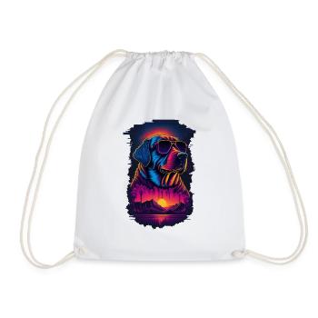 Labrador wears sunglasses - Drawstring Bag - white - Front