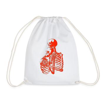 skull skeleton death halloween horror black dead - Drawstring Bag - white - Front