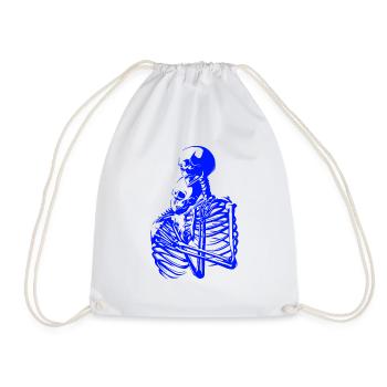 skull skeleton death halloween horror black dead - Drawstring Bag - white - Front