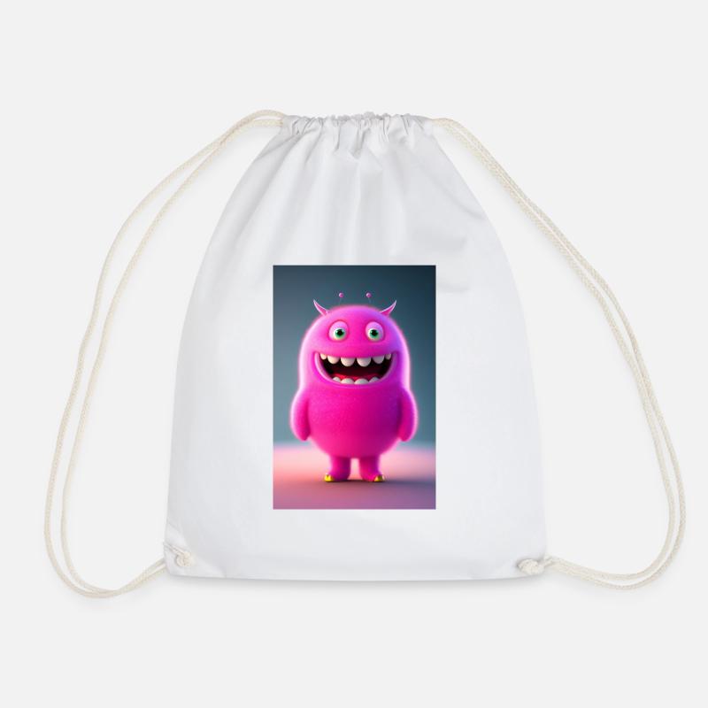Happy Monster - Drawstring Bag - white