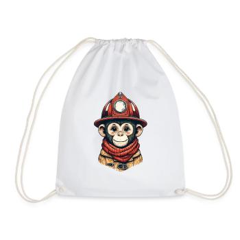 Fire Brigade Monkey | Fire Brigade Äffle - Drawstring Bag - white - Front