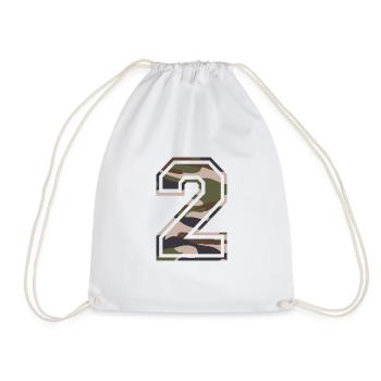 Number 2, camouflage-brown-green, customisable - Drawstring Bag - white - Front