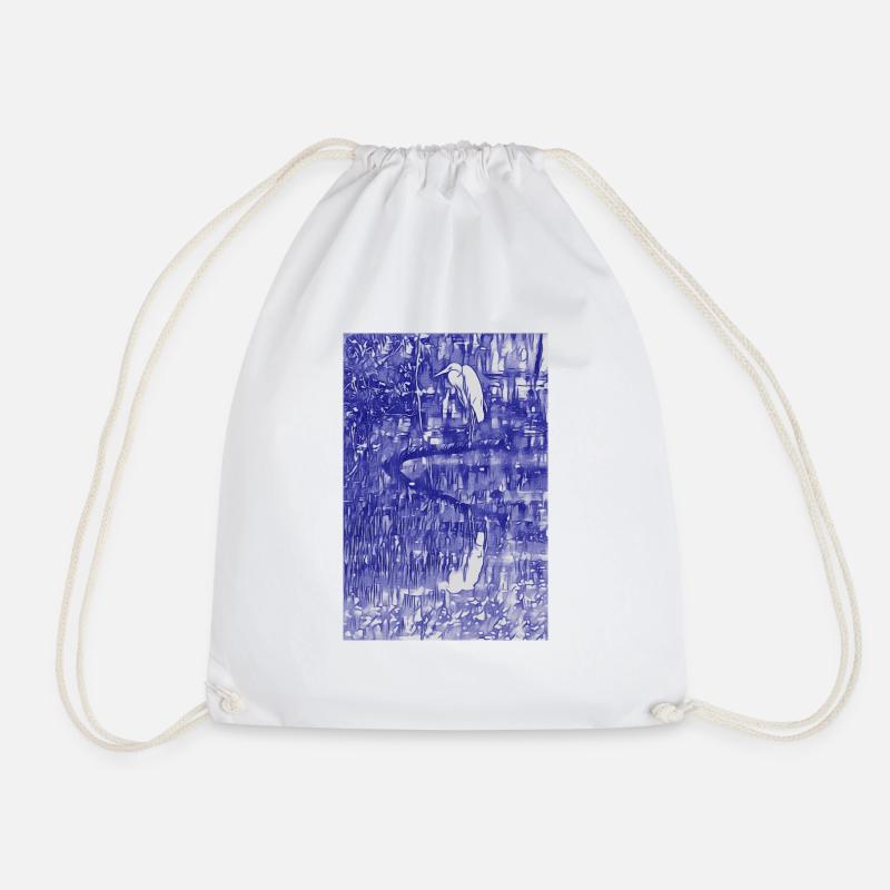 Great egret - Drawstring Bag - white