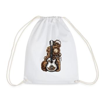 Rock n roll / Guitar / Music / Instrument - Drawstring Bag - white - Front