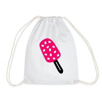 Strawberry ice cream stick - Drawstring Bag - white - Front