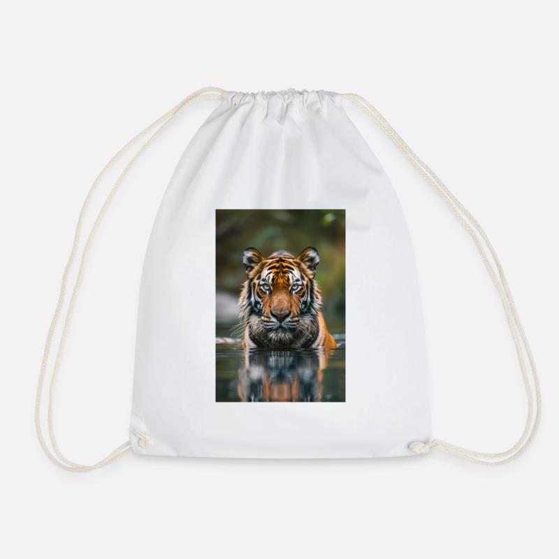 Tiger in the water | AI - Drawstring Bag - white