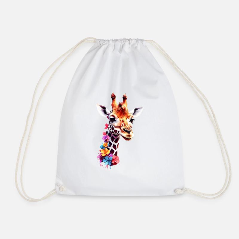 Giraffe V1 24 24 - Drawstring Bag - white