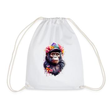 Gorilla V1 24 02 - Drawstring Bag - white - Front