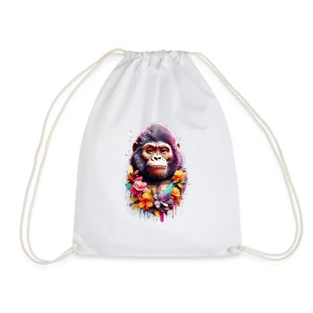 Gorilla V1 24 04 - Drawstring Bag - white - Front