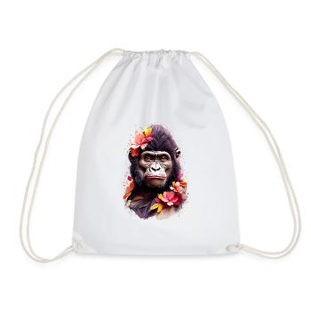 Gorilla V1 24 23 - Drawstring Bag - white - Front