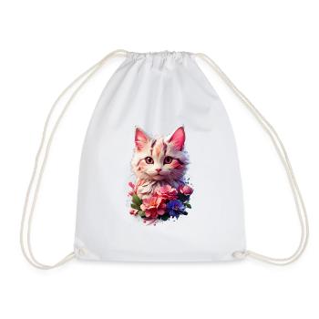 Cat Cat V1 24 14 - Drawstring Bag - white - Front