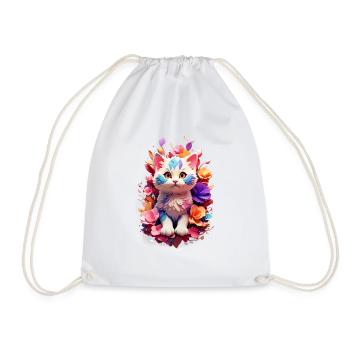 Cat Cat V1 24 18 - Drawstring Bag - white - Front
