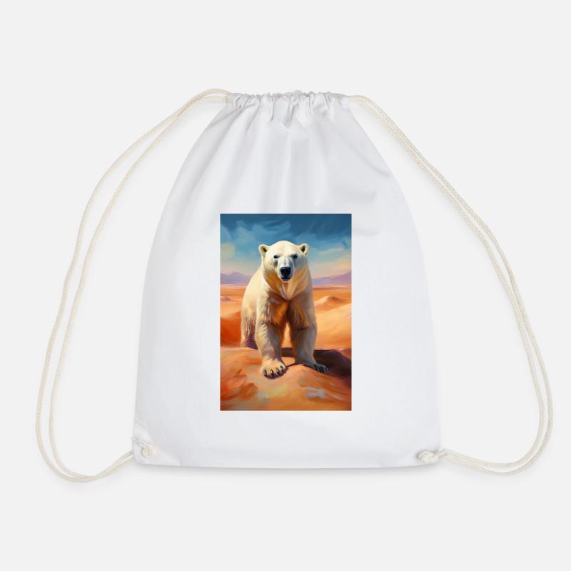Polar bear in the desert - Drawstring Bag - white